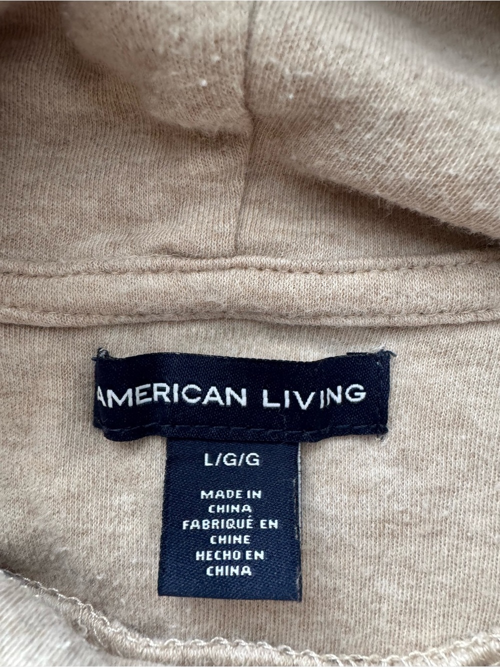 American Living Cowl Neck Colorblock Long Sleeve Top Beige Black Size Large - Picture 5 of 6